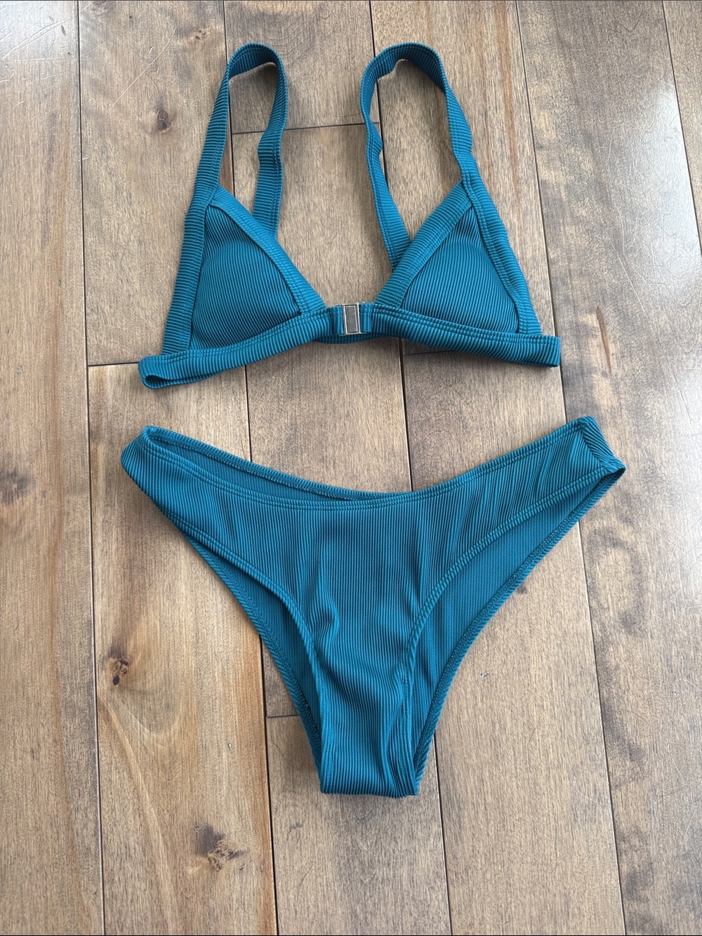 M Ribbed  Zaful Teal Triangle Bikini Set - Women Swim NWOT